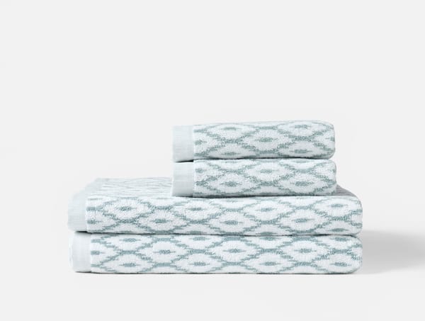 Stinson Organic Minimalist Towel Set of 4 - Coyuchi | Alpine White/Pacific Blue