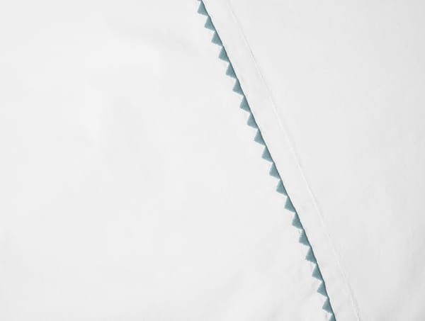 Trailing Embroidered Organic Sheet Set - Coyuchi | Alpine White w/Pacific Blue