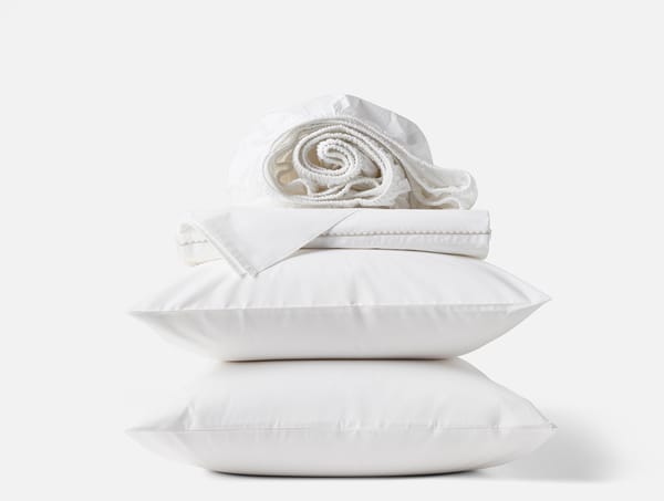 Trailing Embroidered Organic Sheet Set - Coyuchi | Alpine White w/Stone