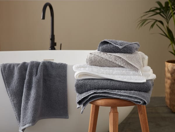 Cloud Loom™ Organic Towels | Fog | Steel Blue | Alpine White