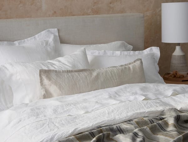 Organic Relaxed Linen Lumbar Pillow Cover | Natural Chambray