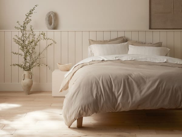 Cloud Brushed™ Organic Flannel Sheets | Camel Heather