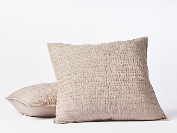 Channel Handstitched Organic Quilt | Hazel Chambray