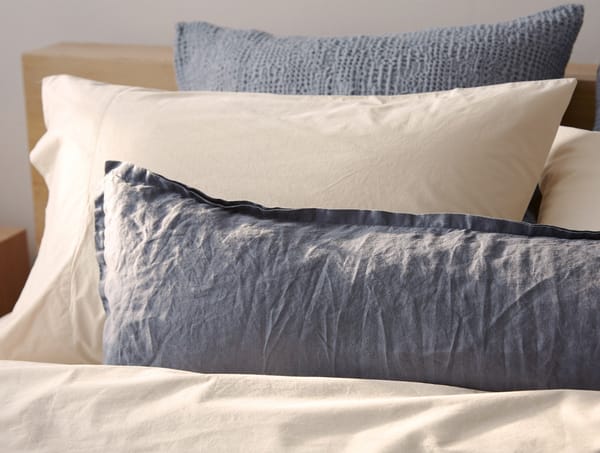 Organic Relaxed Linen Lumbar Pillow Cover | Harbor Blue