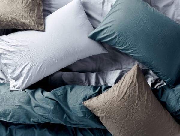 Organic Crinkled Percale™ Sheet Set - Coyuchi | Steel Blue