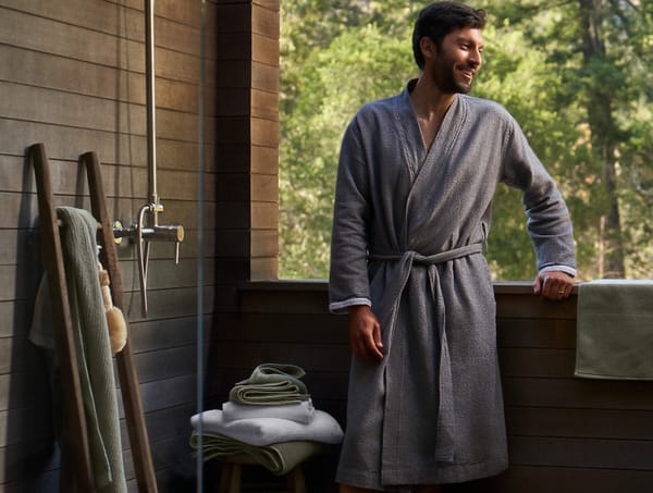 Unisex Mediterranean Organic Modern Robe | Shadow