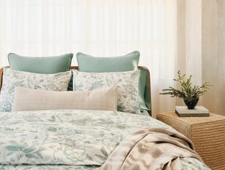 Sea Bloom Print Duvet Cover - Coyuchi | Natural w/Sage