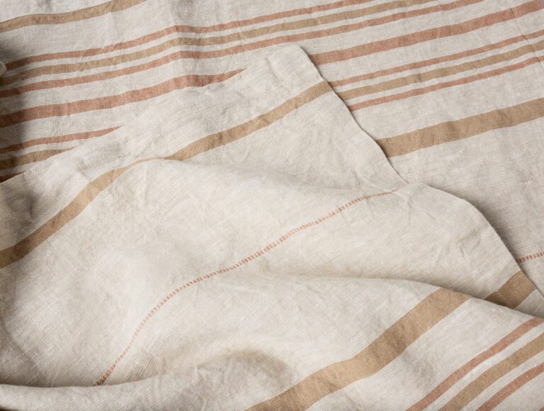 Mojave Organic Linen Throw - Coyuchi | Khaki/Praline Stripe