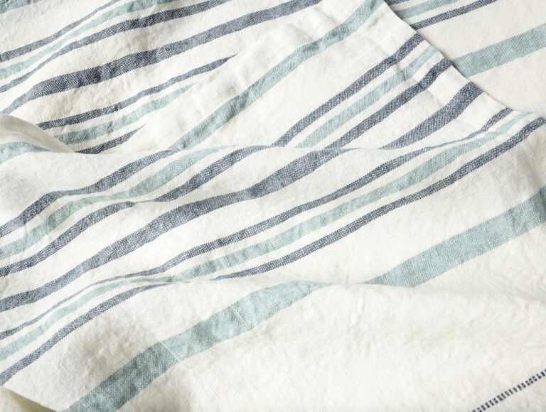 Mojave Organic Linen Throw - Coyuchi | Soft White/Gulf Stripe