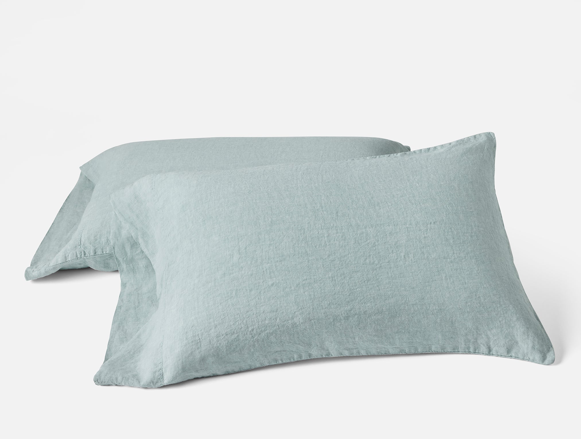 Organic Relaxed Linen Pillowcases in Pacific Blue Chambray